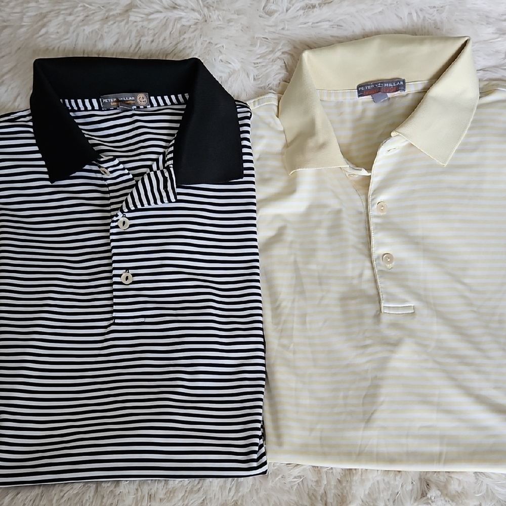 Peter Millar Striped Polo Shirts SZ M